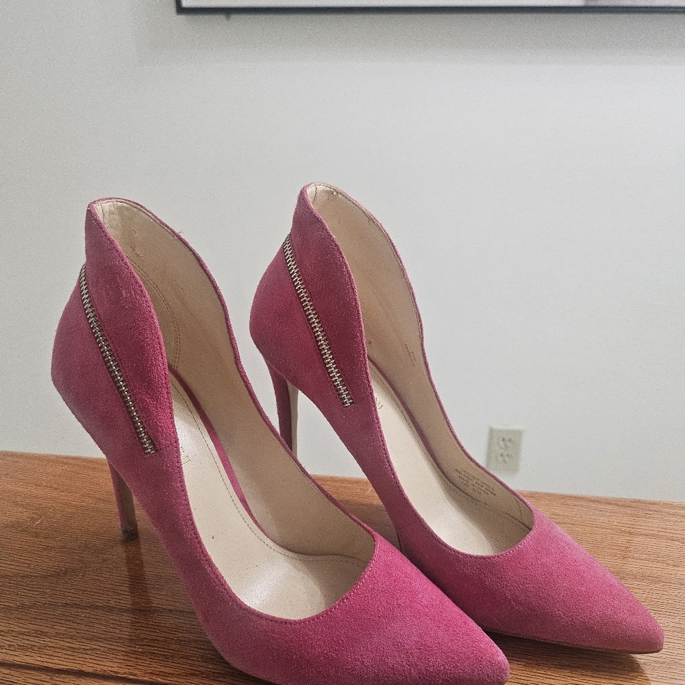 Elegant Pink Suede Women's Heels